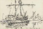 Paul Signac Docked Ship oil painting artist